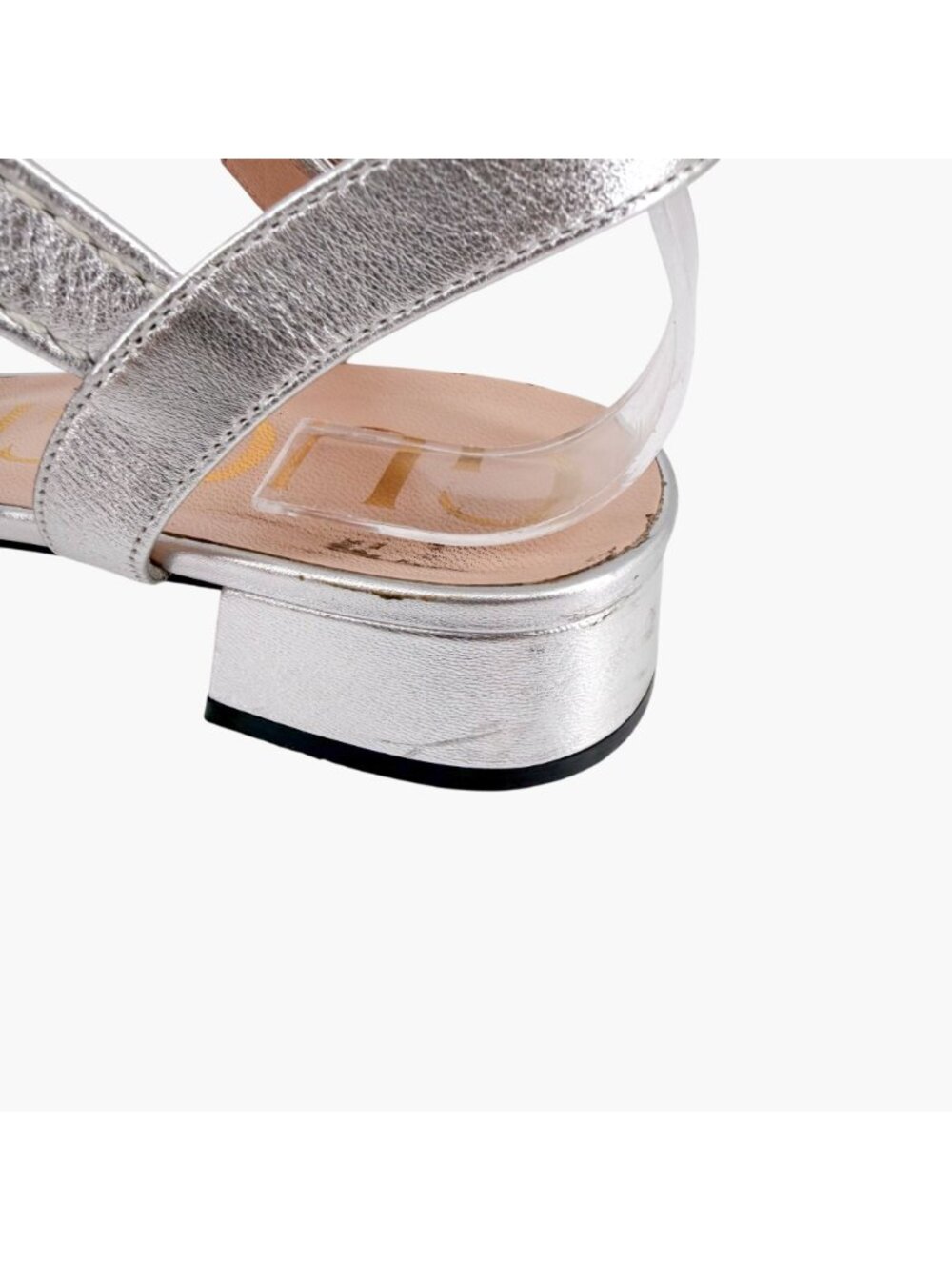 Gucci Baby Horsebit Sandals Metallic Silver Leather Size 38.5 US 8.5 Women Flat - Picture 12 of 15